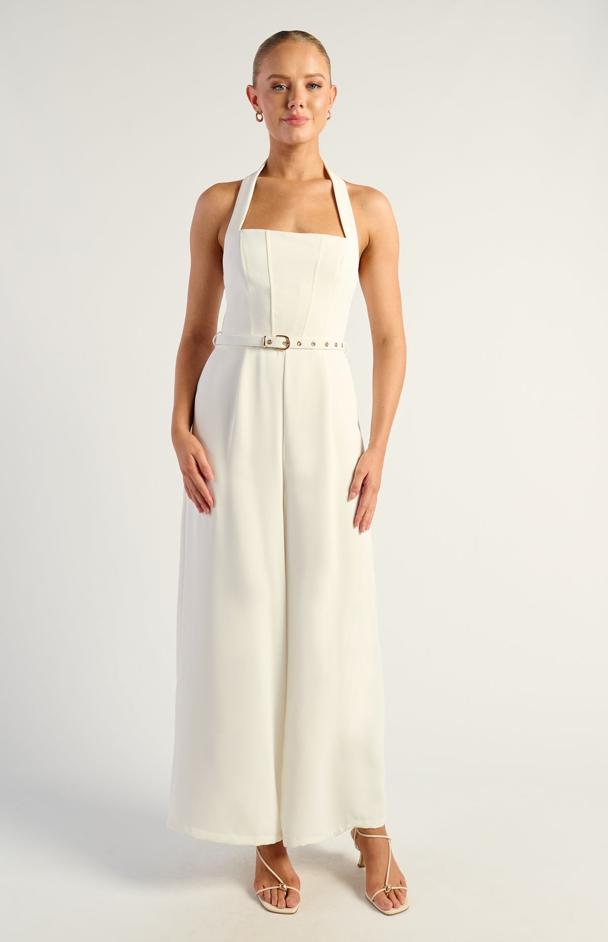 Romana Halter Jumpsuit - White