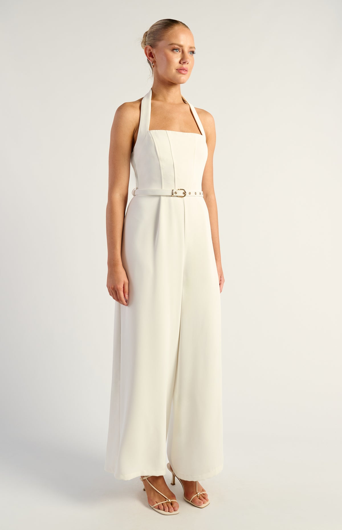Romana Halter Jumpsuit - White