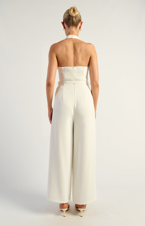 Romana Halter Jumpsuit - White