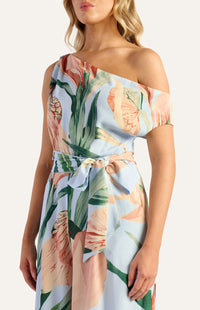 Pricilla One-Shoulder Floral Jumpsuit - Blue