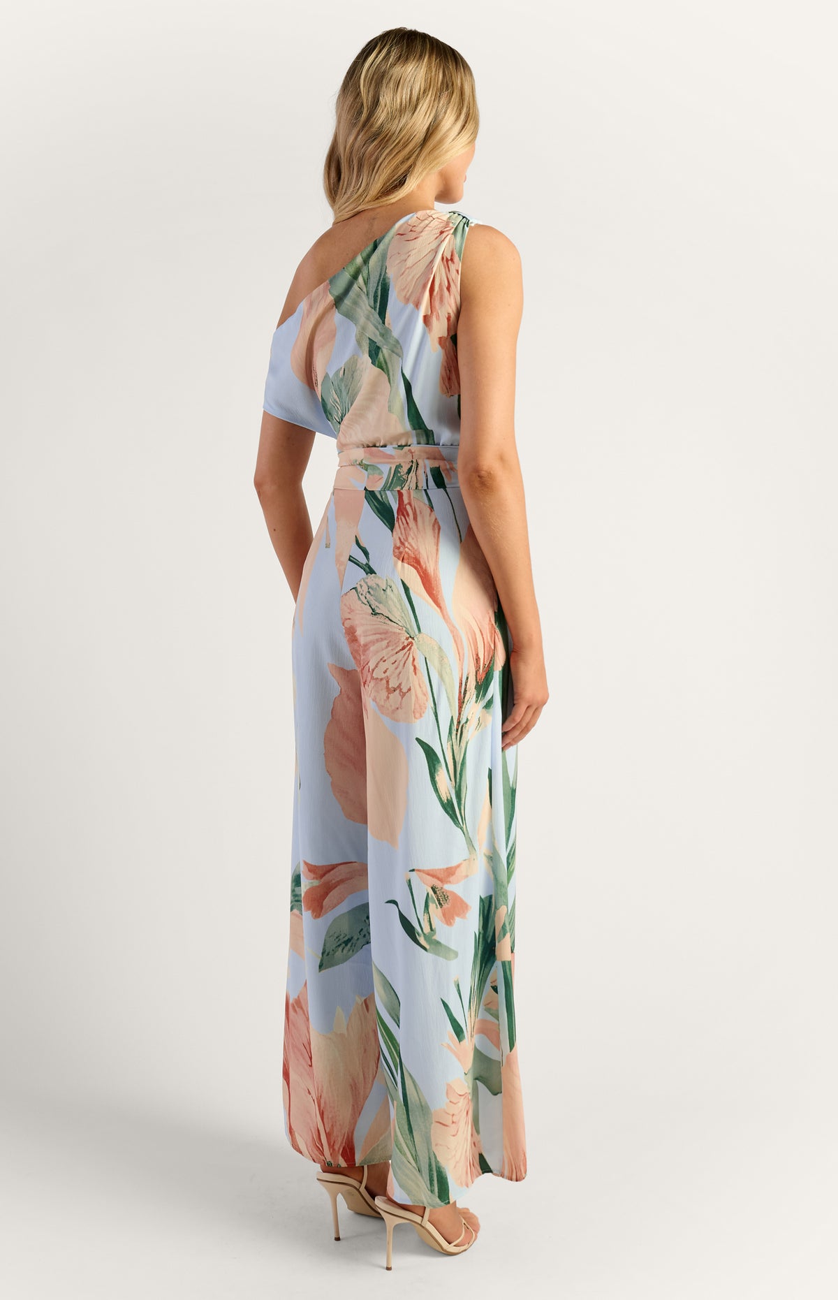 Pricilla One-Shoulder Floral Jumpsuit - Blue