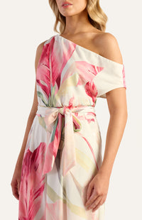 Pricilla One-Shoulder Floral Jumpsuit - Pink