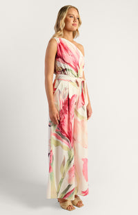 Pricilla One-Shoulder Floral Jumpsuit - Pink