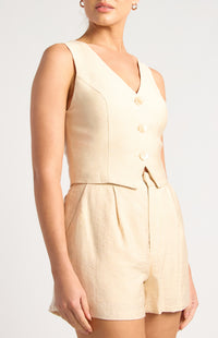 Liliane Vest & Shorts Set - Almond