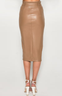 Viola Faux Leather Skirt - Mocha