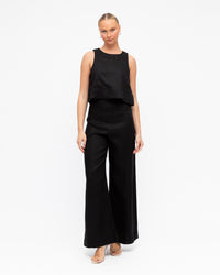 Sicilia Linen Top - Black