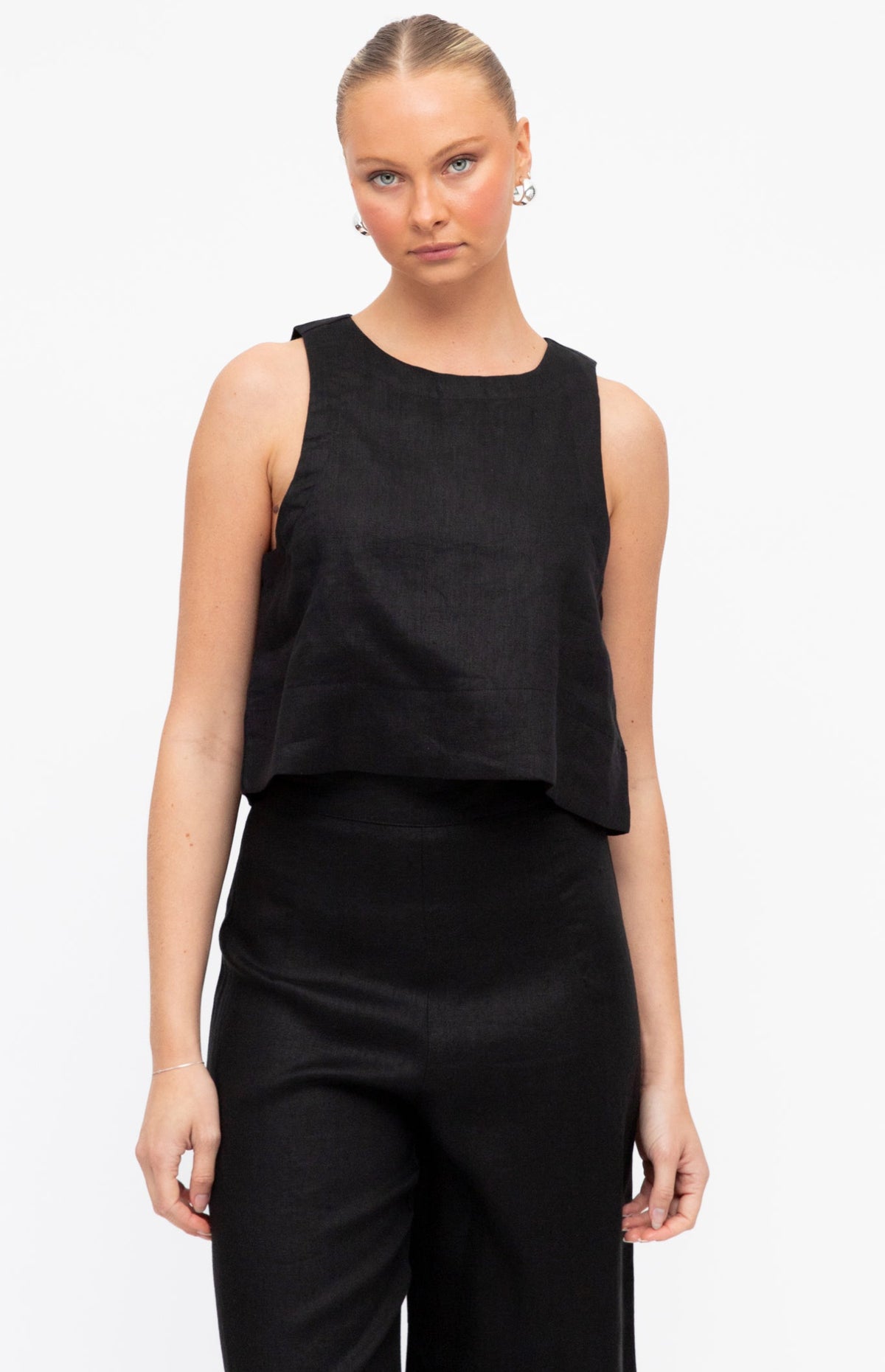 Sicilia Linen Top - Black