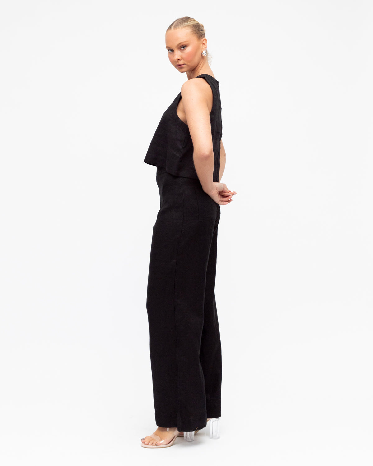Sicilia Linen Top - Black