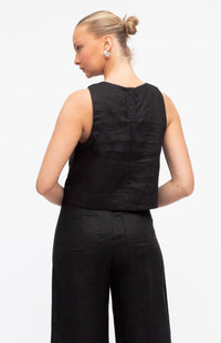 Sicilia Linen Top - Black