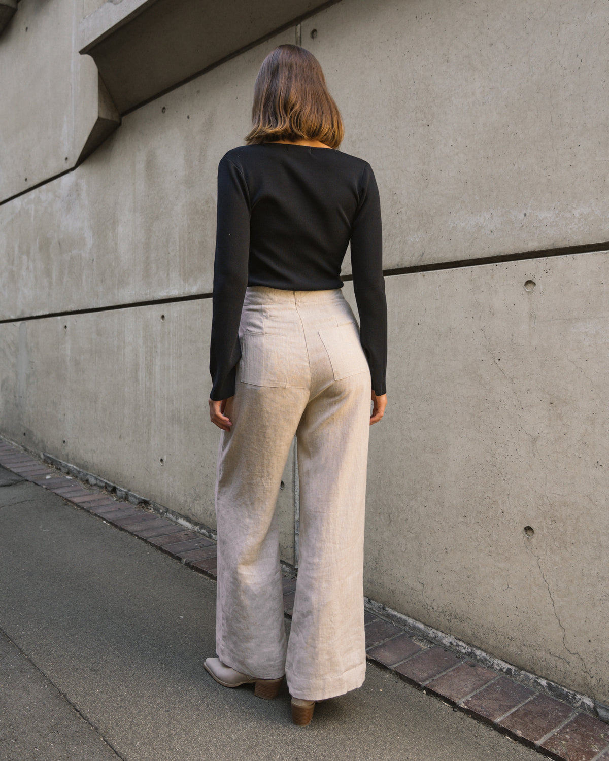 Susie Linen Wide Leg Pants - Oatmeal
