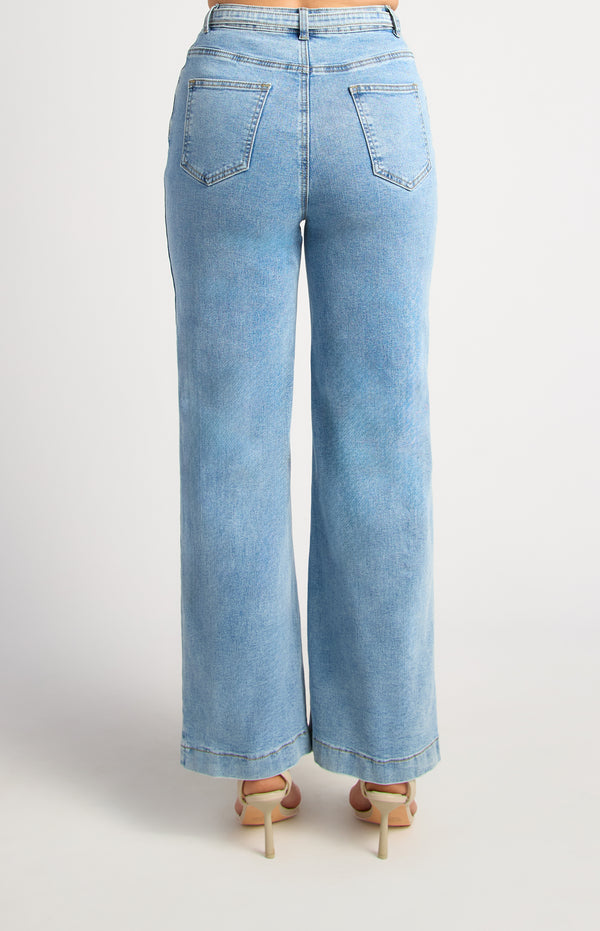 Xavier Wide Leg Jeans - Blue Denim