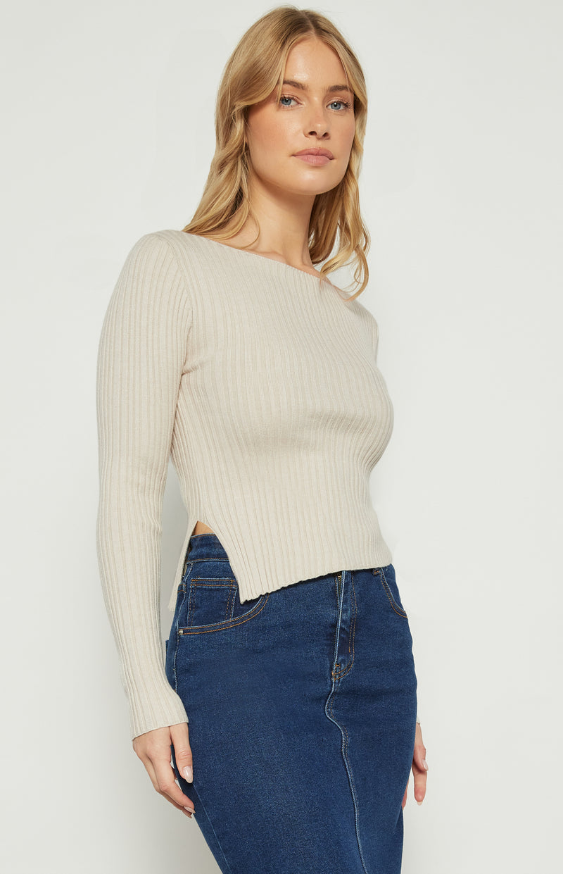 Kye Long Sleeve Knit Top - Ivory