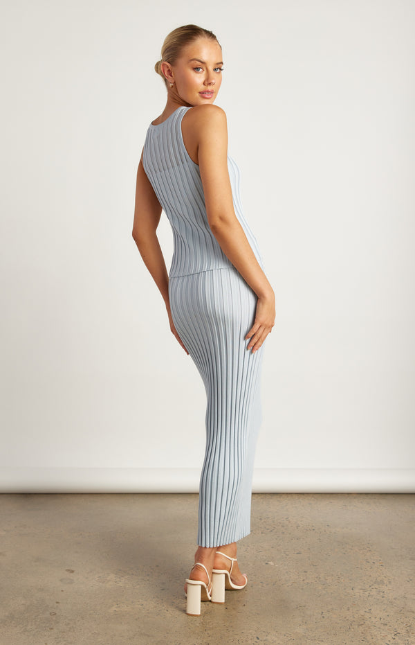 Brandi Top & Skirt Knit Set - Pale Blue