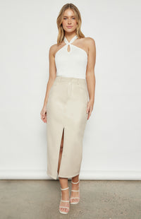 Rhaena Halter Neck Knit Top - White