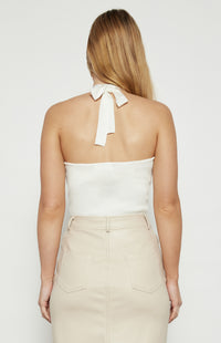 Rhaena Halter Neck Knit Top - White