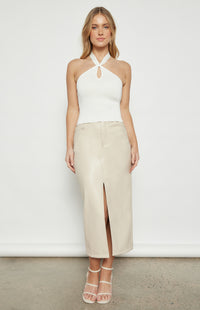Rhaena Halter Neck Knit Top - White