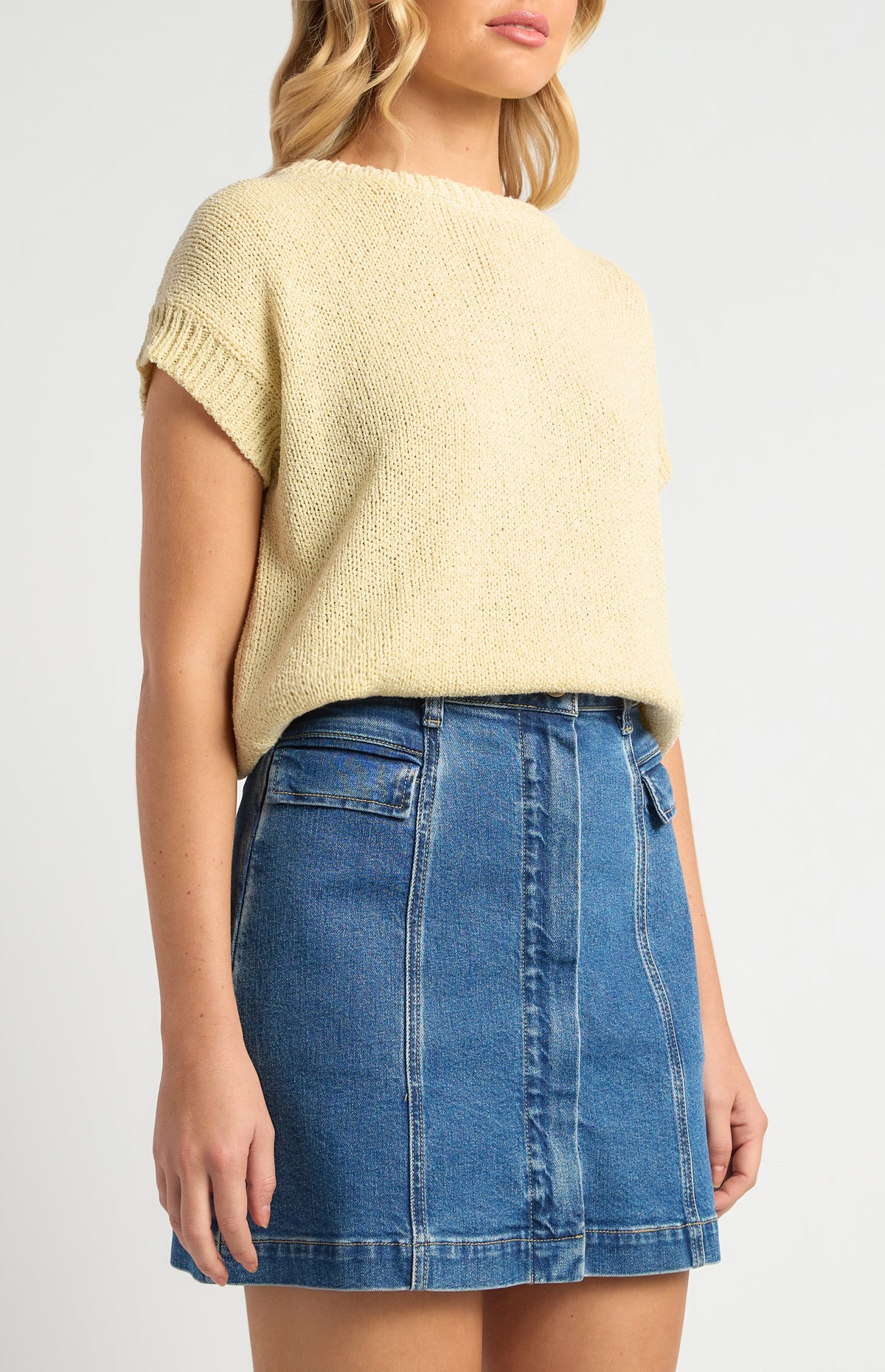 Yuri Short Sleeve Knit Top - Butter