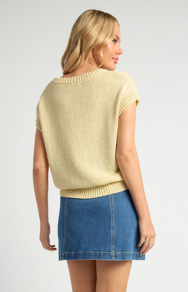 Yuri Short Sleeve Knit Top - Butter