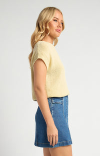 Yuri Short Sleeve Knit Top - Butter