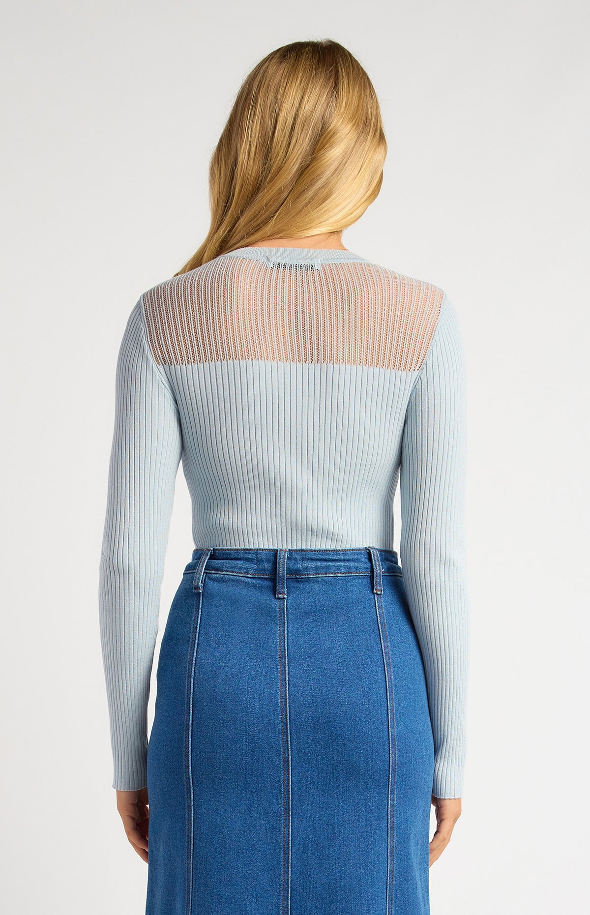 Liah Long Sleeve Top - Pale Blue
