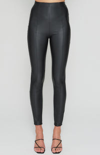 Ashbrook Faux Leather, Fitted Pants - Black