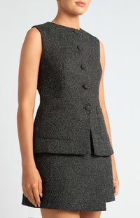 Cecelia Tweed Vest - Black