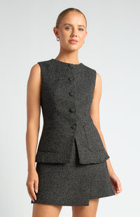 Cecelia Tweed Vest - Black
