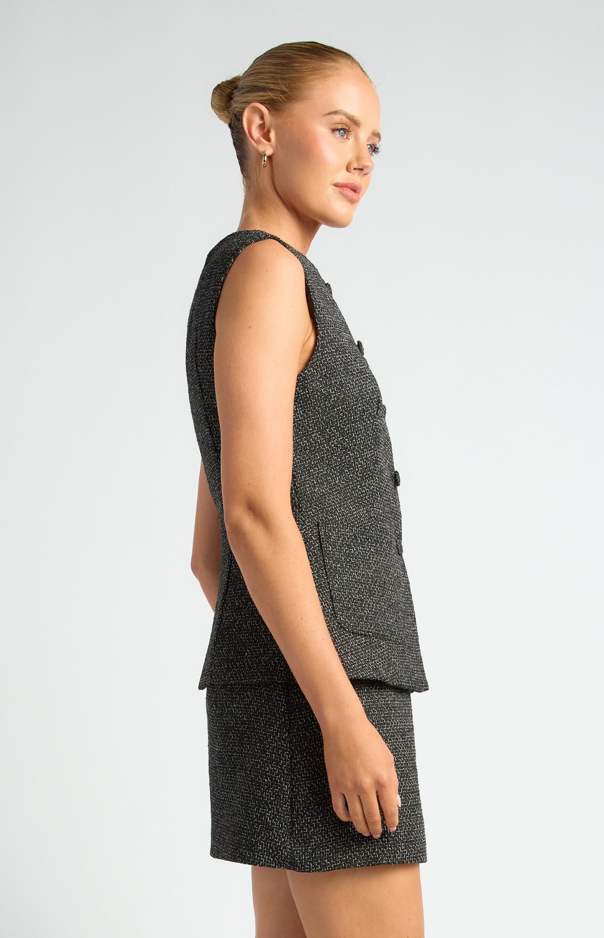 Cecelia Tweed Vest - Black