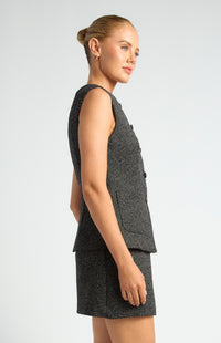 Cecelia Tweed Vest - Black