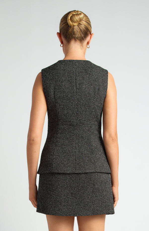 Cecelia Tweed Vest - Black