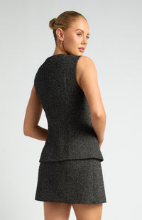 Cecelia Tweed Vest - Black