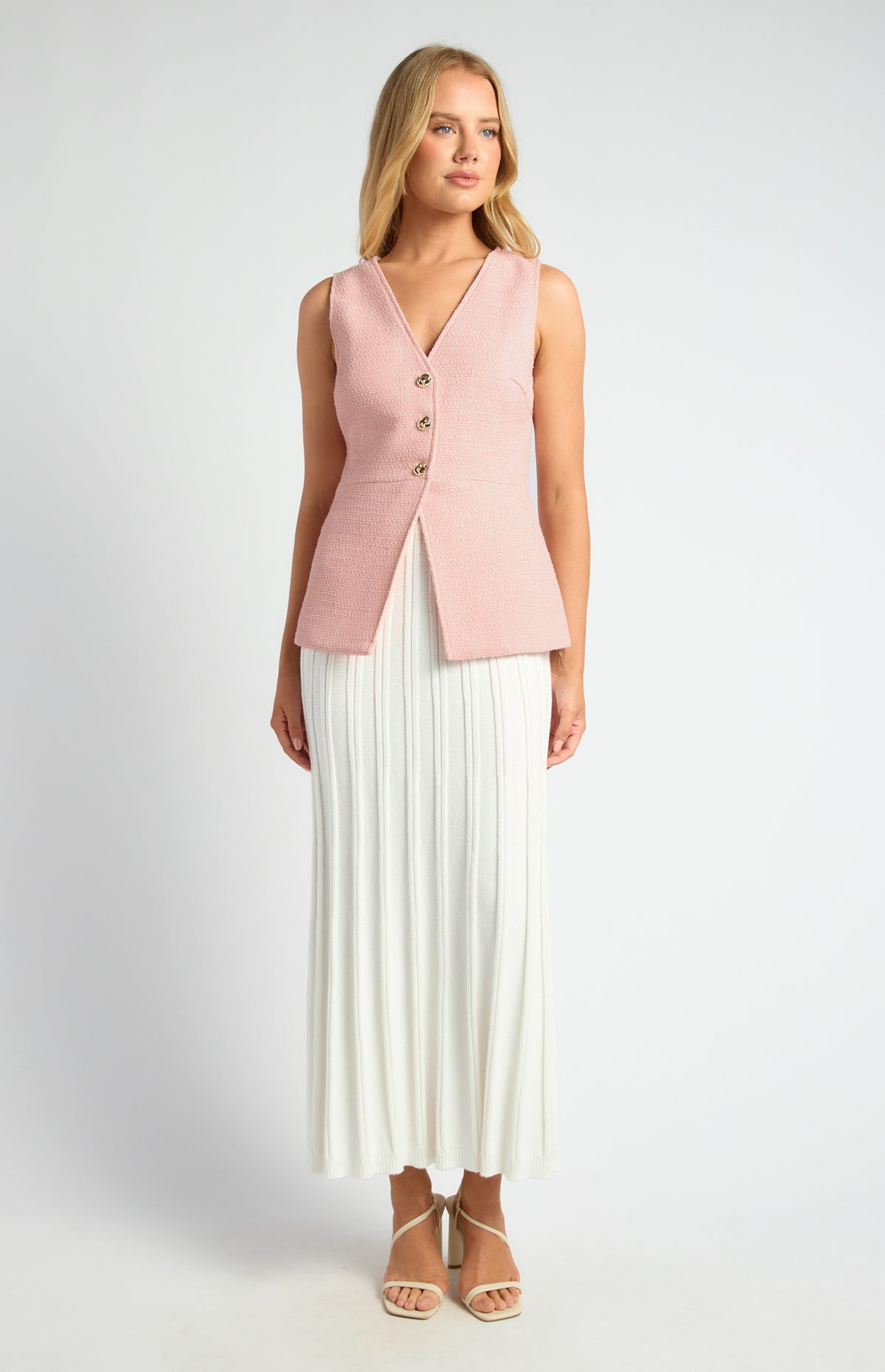 Harling Tweed Vest - Pink/White Marl