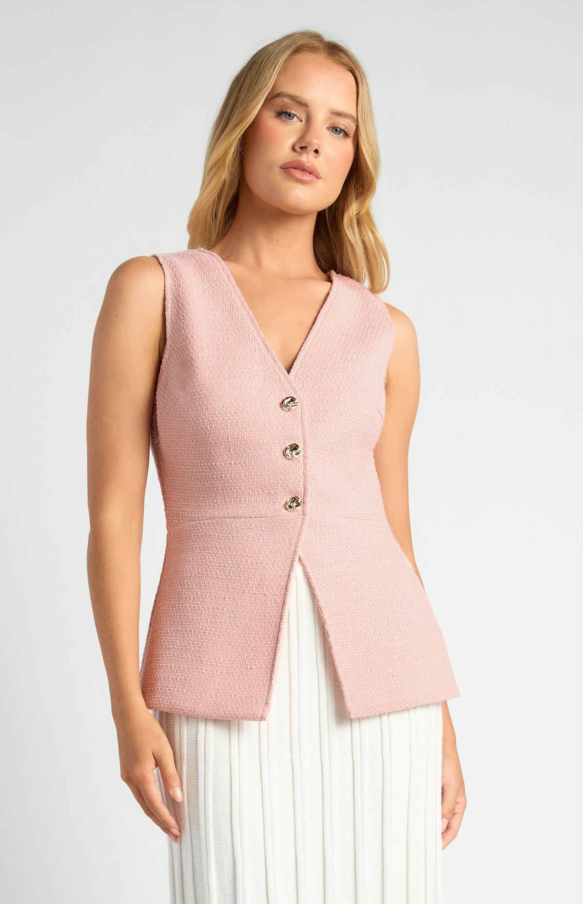 Harling Tweed Vest - Pink/White Marl