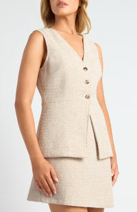 Harling Tweed Vest - White/Brown Marl