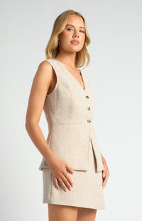 Harling Tweed Vest - White/Brown Marl