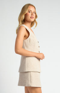Harling Tweed Vest - White/Brown Marl