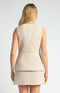 Harling Tweed Vest - White/Brown Marl