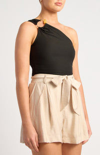 Marline One Shoulder Top - Black