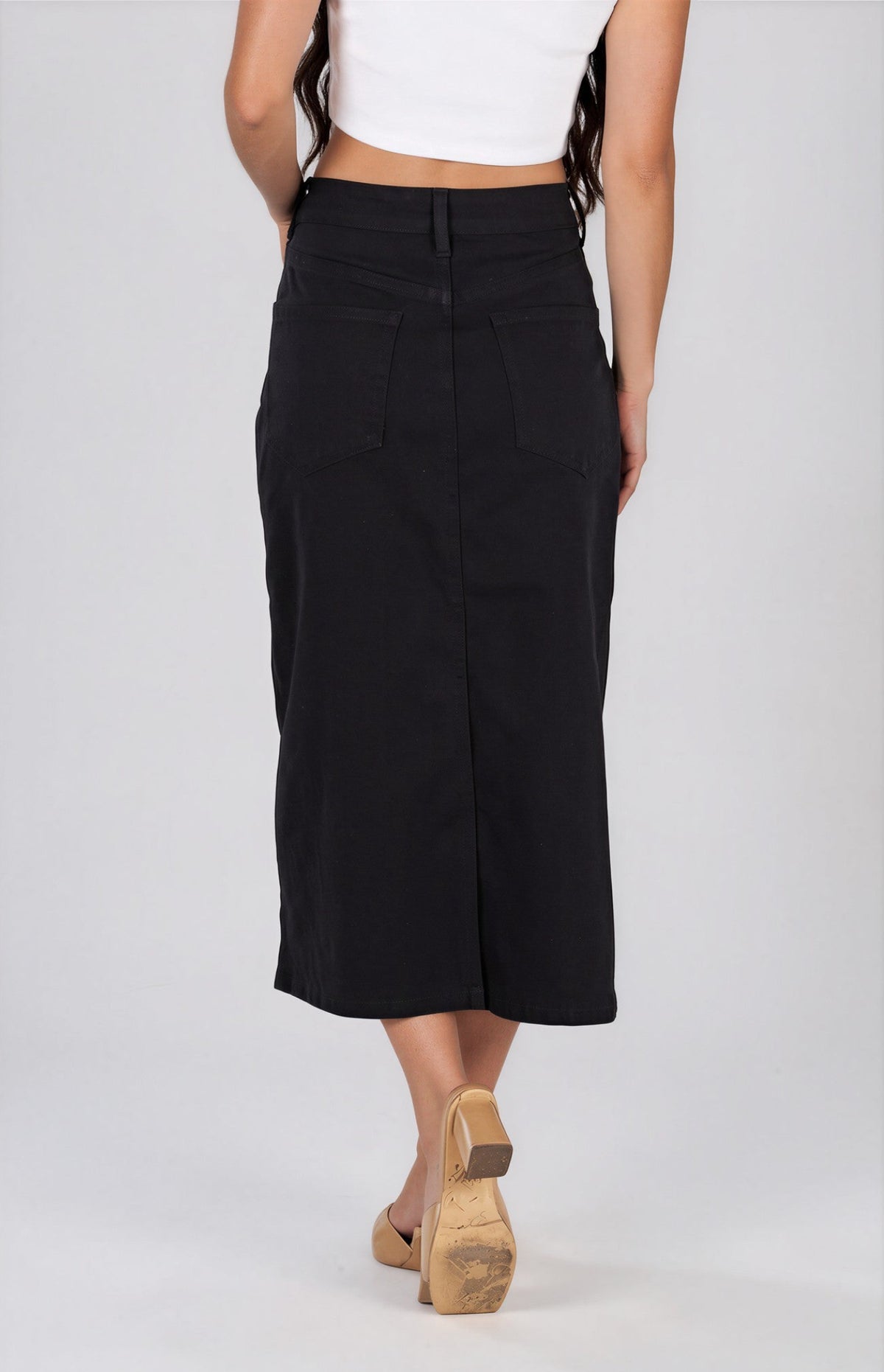 Avoca Midi Skirt - Black Denim