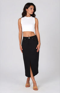 Avoca Midi Skirt - Black Denim
