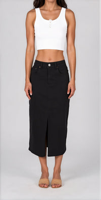 Avoca Midi Skirt - Black Denim