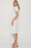 Talina Short Sleeve, Collared Neckline, Midi Shirt Dress - White