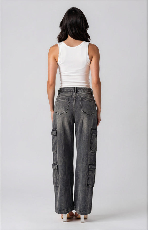 Ivy Wide Leg Jeans - Black Wash