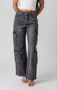 Ivy Wide Leg Jeans - Black Wash