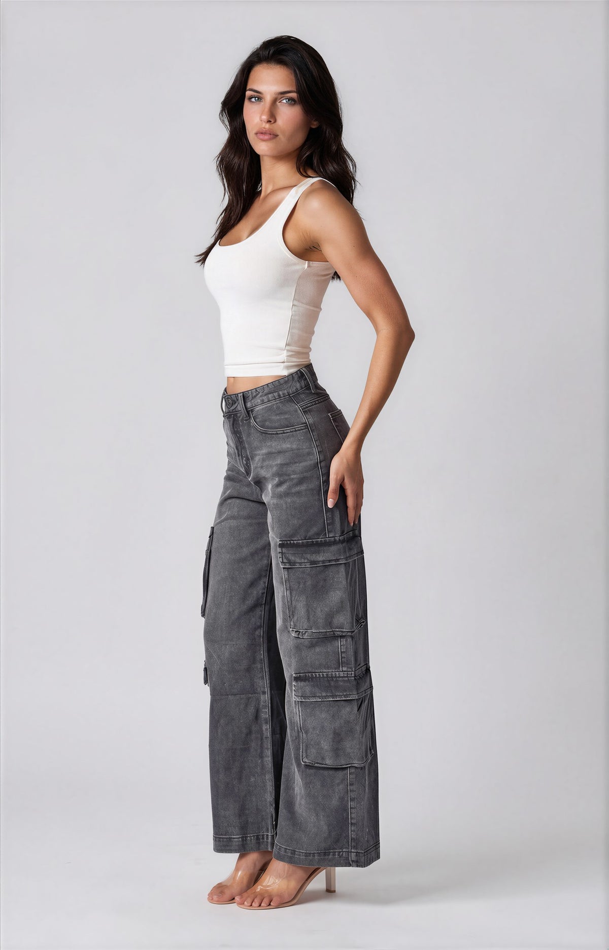 Ivy Wide Leg Jeans - Black Wash
