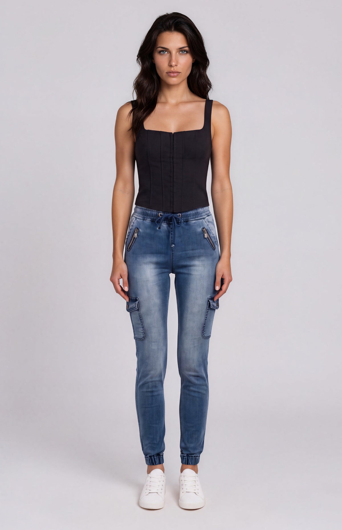 Frankie Cargo Jeans - Dark Denim