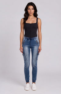 Frankie Cargo Jeans - Dark Denim