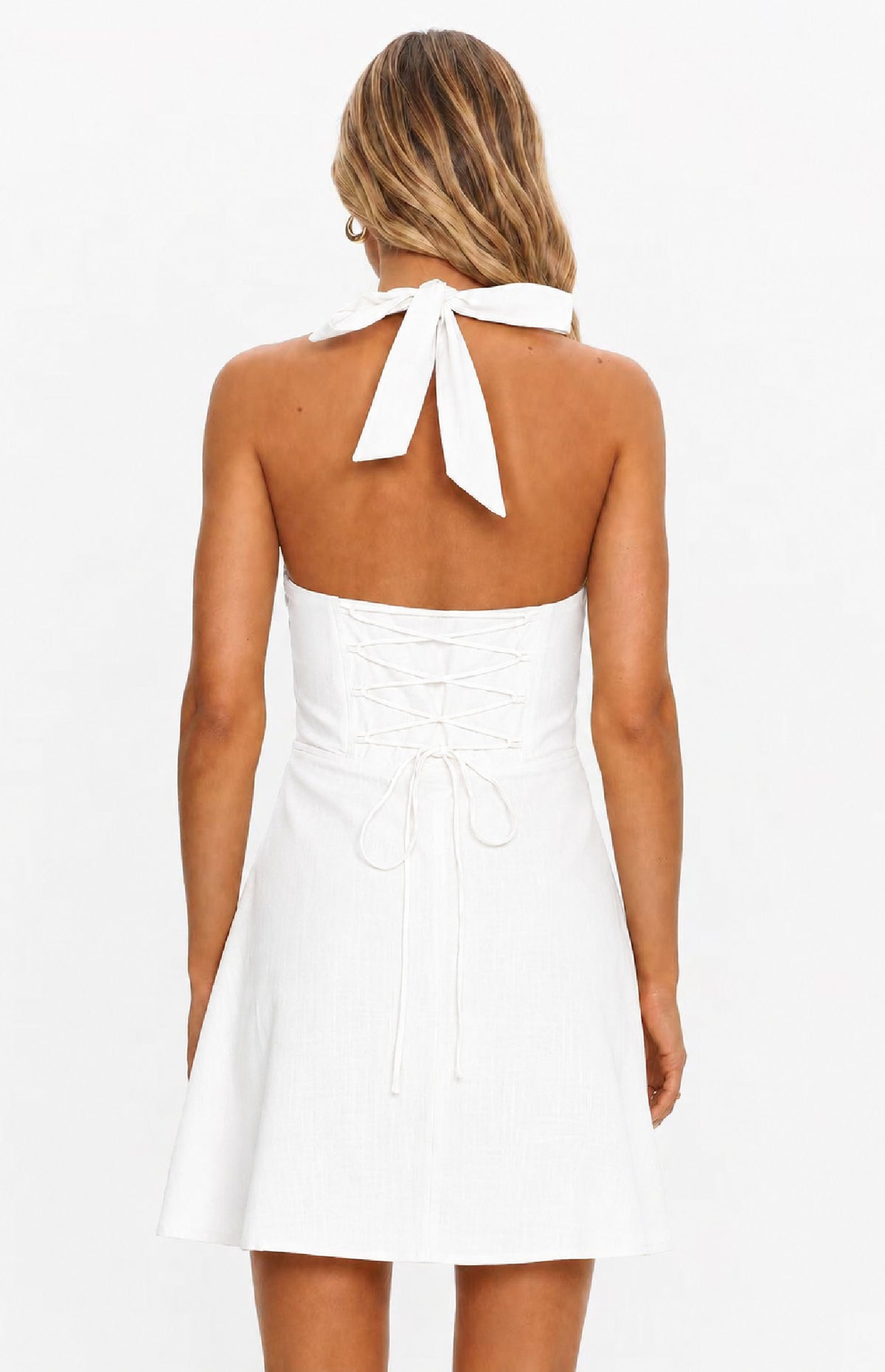 Miravelle Halter Mini Dress - White
