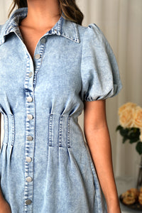 Patrice Short Sleeve Mini Dress - Denim