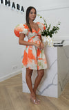 Rosabelle Puffy Sleeve Mini Dress - Orange